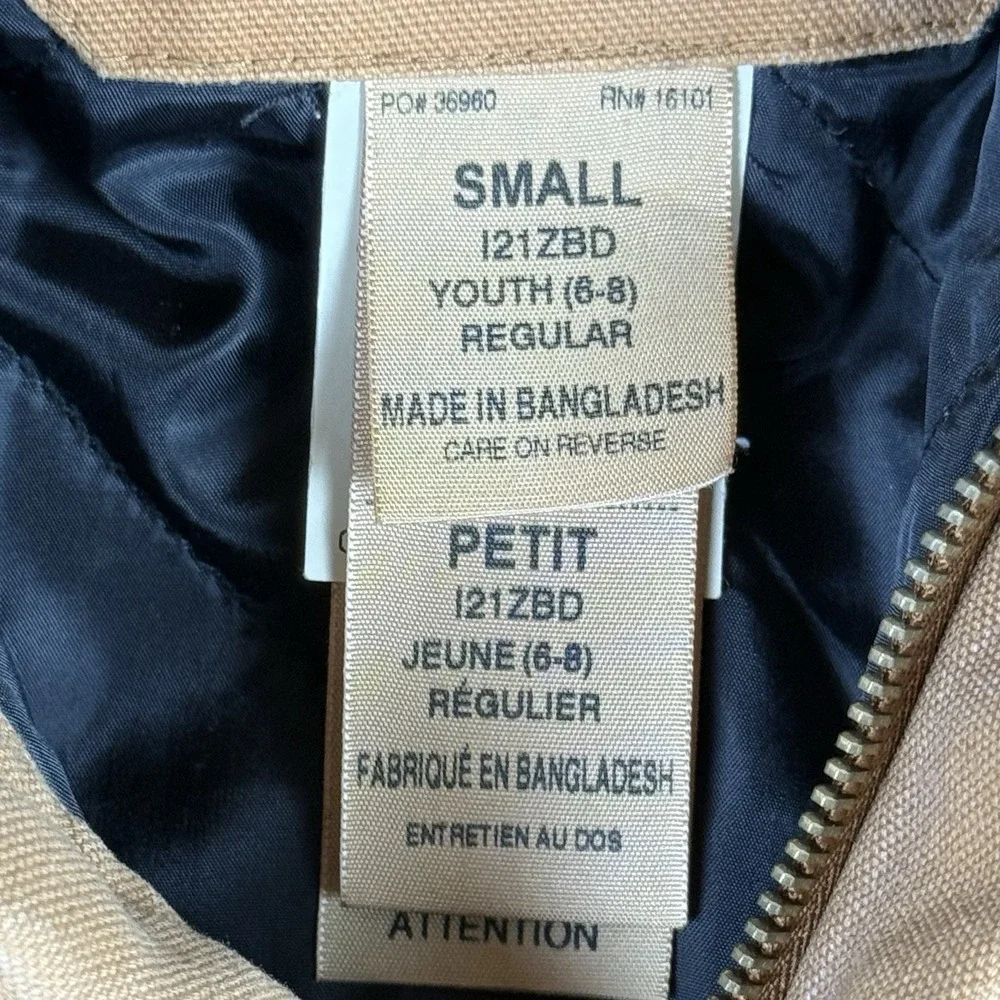 Berne Insulated Coveralls Youth Size Small  6-8 Workwear Duck Canvas Camel Brown